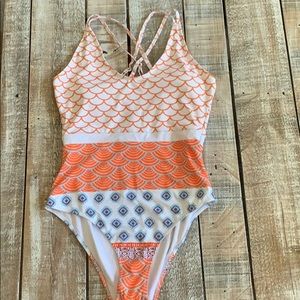 Mermaid pattern bathing suite